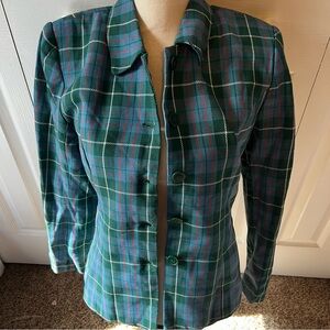 AOOD Plaid Green Blue and Red Women's Jacket Size Medium